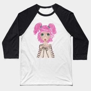 Big eyed kid pigtails Baseball T-Shirt